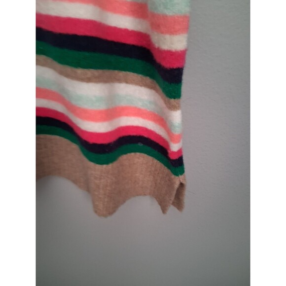 New J. Crew Sweater Wool Blend Womens 3X White Green Pink Tan Striped Soft Cozy - Picture 3 of 8